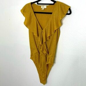 Band of gypsies Bodysuit Gold Shimmering Ruffle Small